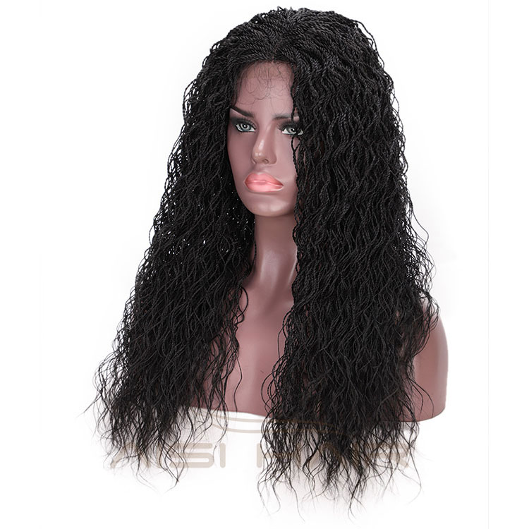 Aisi Hair Lace Front Senegalese Twist Braided Long Wavy Wigs Synthetic Middle Part Lace Front Long Braided Wigs