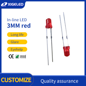 Cuentas de lámpara de alta potencia de pie corto rojo-rojo-rojo de 3 mm