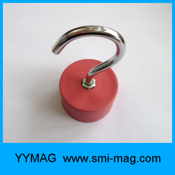 Magnetic Hook, Red rubber coated pot magnetic hook for sale