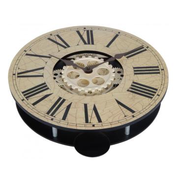 Reloj de pared retro de madera con engranaje de péndulo de 14 pulgadas