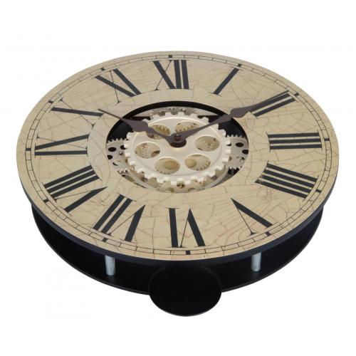 Horloge murale à engrenages pendulaire rétro en bois de 14 pouces