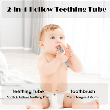 Hollow Teething Tubes with Safety Shield Silicone Teether