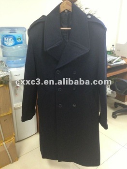 Wool Acrylic Dark Blue Overcoat