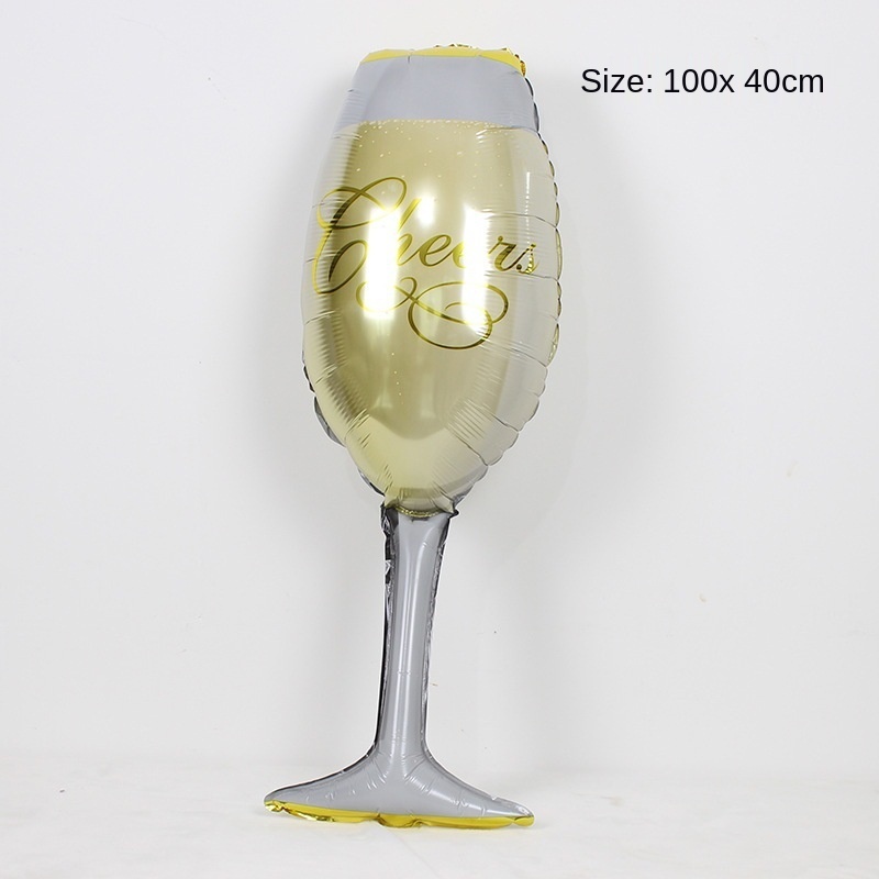 Amazon hot sale Birthday party background decoration set Champagne bottle Golden happy birthday aluminum ball