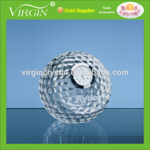 Wholesale clear blank golf ball shape crystal clock for office decoration
