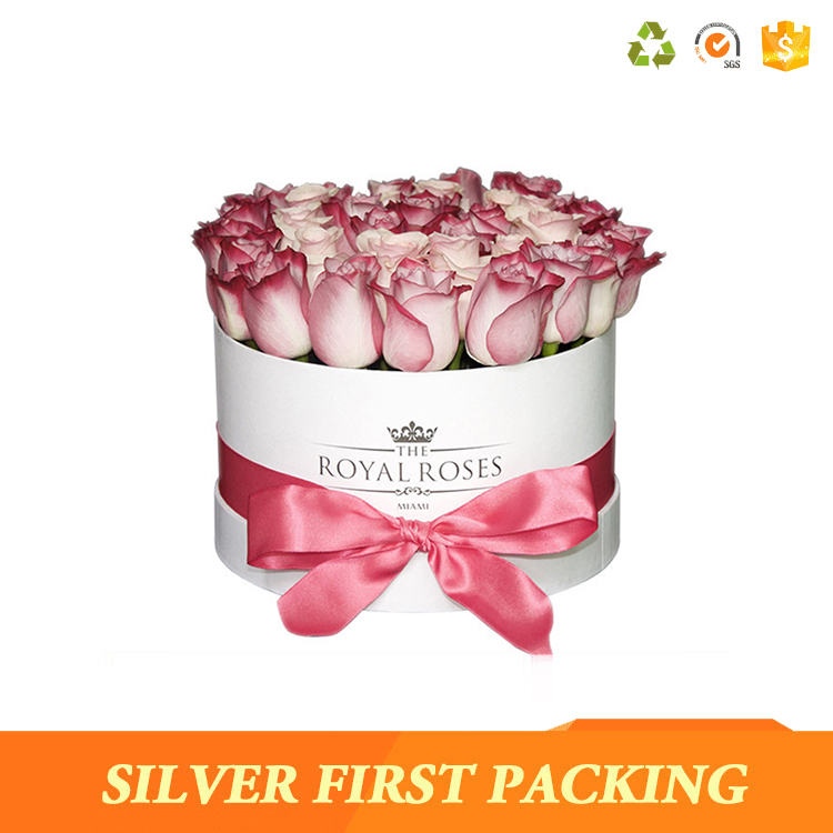 Silver First New products velvet round flower box fashion flower packaging box