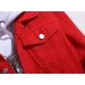 Veste en jean rouge pour hommes rentable sur mesure