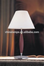 Traditional middle east chrome hotel table lamps with wood base