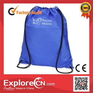 Printed mesh nylon sport drawstring bag