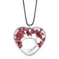 Tree of Life Chakra Necklace Pendant Heart-Shaped 7 Chakras Natural Gemstone Handmade Necklace for Women Men