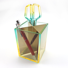 Translucent Colored Pencil and Marker Holder - Square Acrylic Desk Pen Organizer
