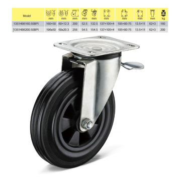 High performance heavy duty rubber casters