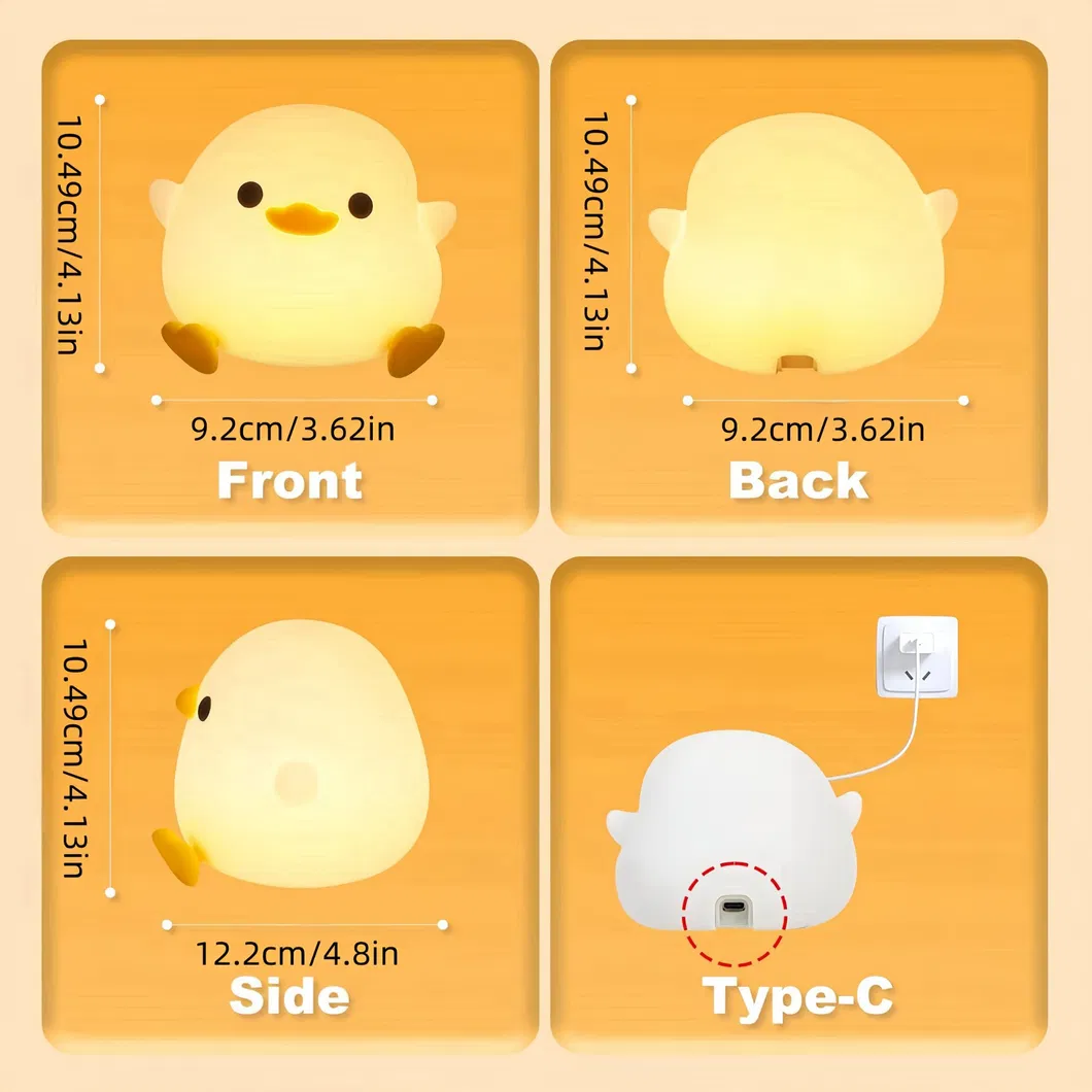Silicone Duck Night Light with USB Charging for Sleeping Ambiance