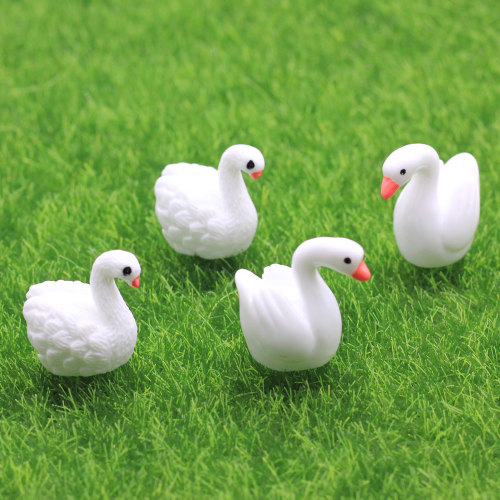 100Pcs / Lot 15 * 23MM Mini Swan Figurine Fairy Garden Ornaments Crafts Goose Model Miniature Animal Home Micro Landscape Στολίδι