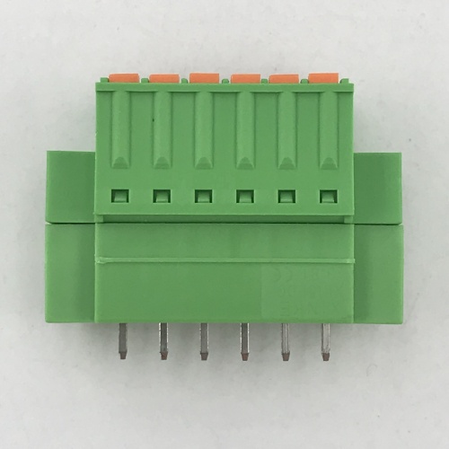 spring type pluggable terminal block with flange ears