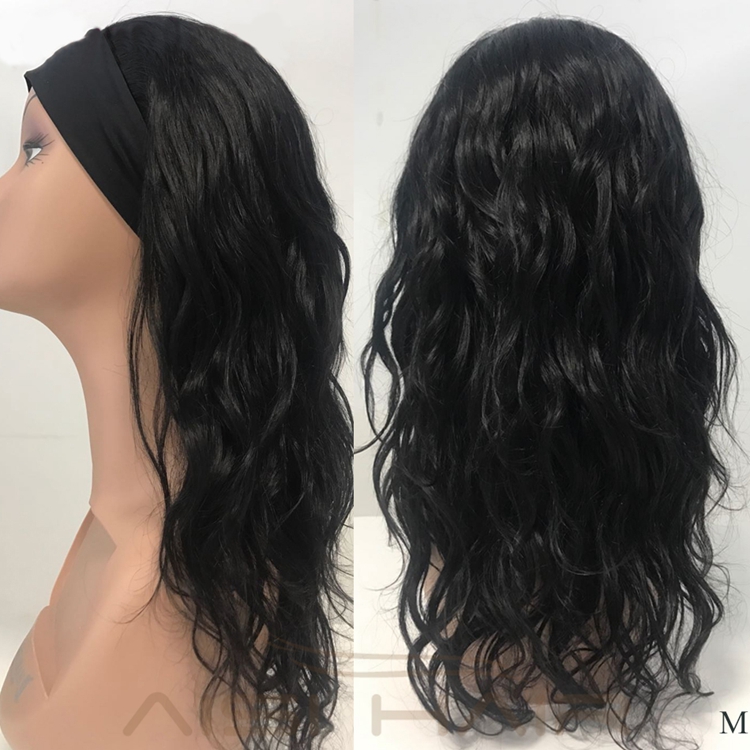 Natural Curly Black Wigs Human Hair Wig Headband Women Glueless Brzilian Raw None Lace High Quality Wholesale Price Humen Hair