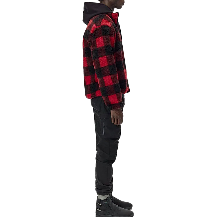 Plaid Sherpa Zip Up Jacket