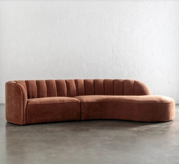 Modern Curved Sectional Sofa with Velvet Upholstery