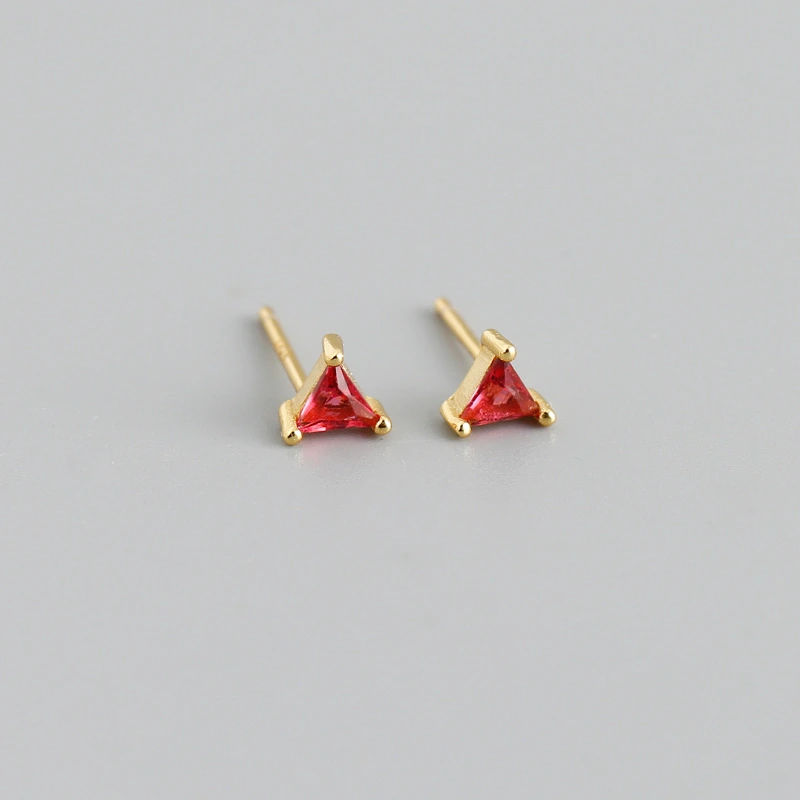 Fashion Simply Jewelry Colorful Triangle 925 Sterling Silver Stud Earrings