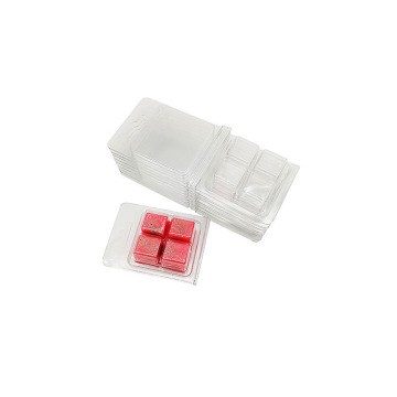 Clear Plastic 4 Cavity Wax Melt ClamShells Mold