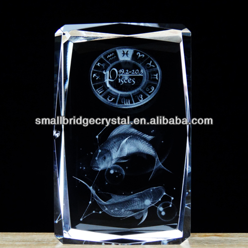 k9 crystal gift with 3d laser engraving Zodiac of Pisces