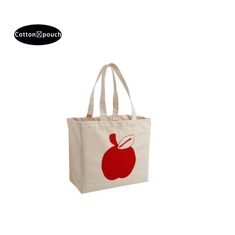 Offwhite cotton bag with handle and logo 