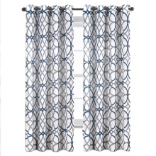 Geometric Printed Textured Flax Window Curtain Drapes