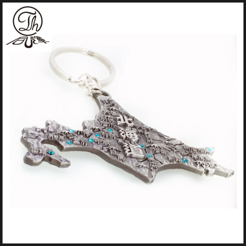 Cool 3D Japanese Map diamond keyrings metal
