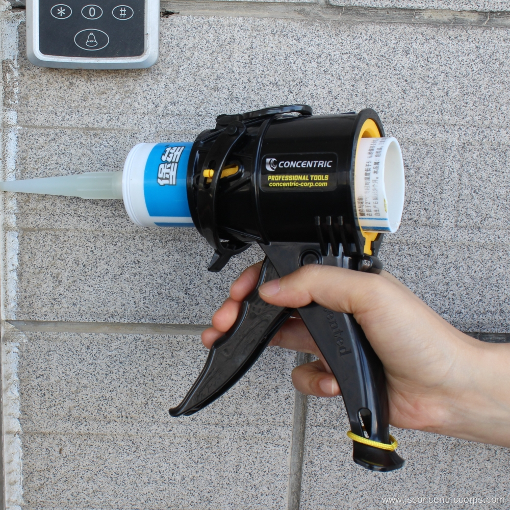 Lightweight plastic drip-less caulking gun