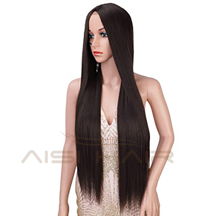 Aisi Hair Wholesale Cheap Vendor Silky Straight Lace Frontal Brown Synthetic Hair For Black Women Lace Front Wig