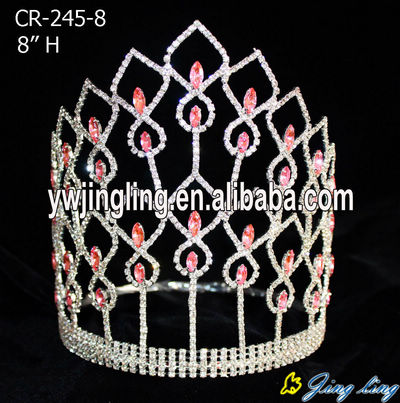 Wholesale Pink Crystal 8 Inch Pageant Tiaras