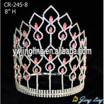 Cristal de color rosa por mayor de 8 pulgadas concurso Tiaras