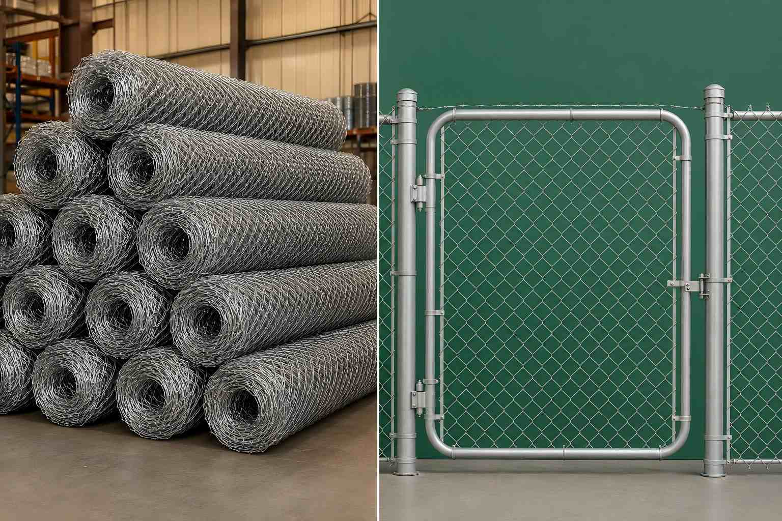 Ripartizione dei costi totali della recinzione a catena - Gruppo ANJIA ANJIA Group chain link fence cost breakdown showing raw mesh rolls versus complete installed perimeter system