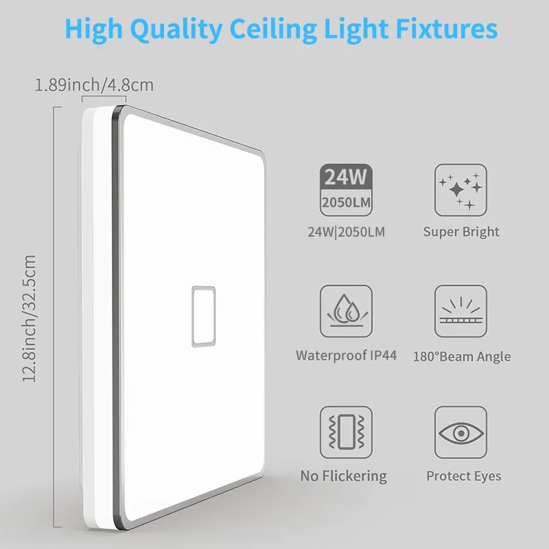 Sleek Square LED Ceiling Light for Modern Bedroom Decor