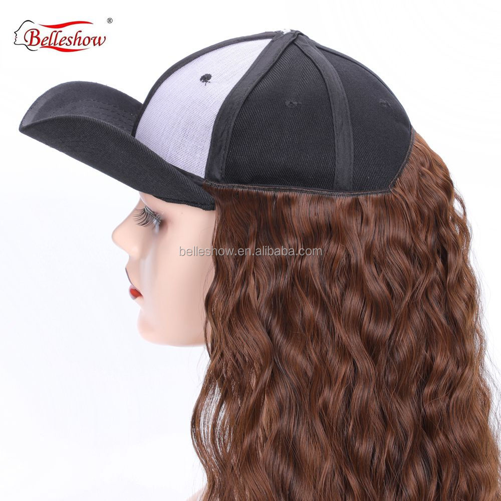 Hot sell wholesale baseball cap wig cheap hat wig fashion avant-garde wool roll wig cap synthetic cap long curly hair