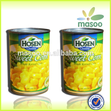 Masoo rich export experiences of canned corn/canned sweet kernel corn