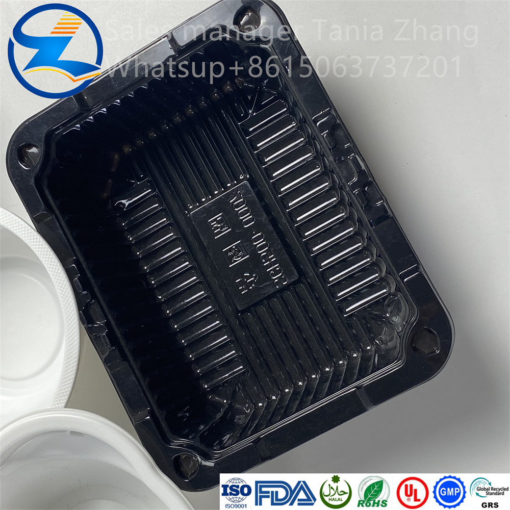 Disposable Pp Material Black Takeout Bottom Food Tray6 Jpg