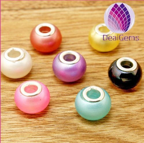 frosted mixed colors rondelle 11x14mm glass big hole beads with 5mm hole