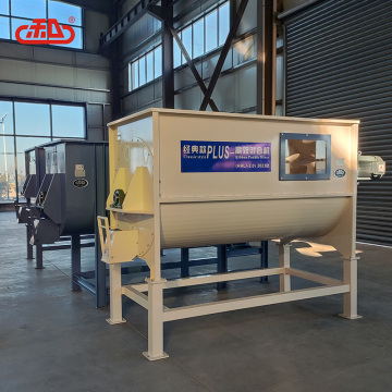 Horizontal ribbon mixer for powder-powder powder-liquid