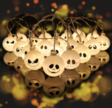 Halloween Nightmare Christmas String Lights - Outdoor Battery Operated Xmas Lights with Remote
