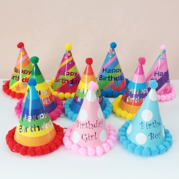 Fluffy Ball Party Birthday Hat for Kids Adults Birthday Party Decoration