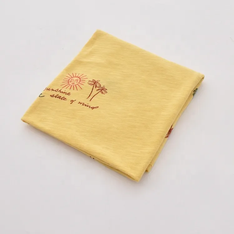 ผ้าฝ้าย 100% การพิมพ์สีผ้าถักเสื้อเดี่ยว