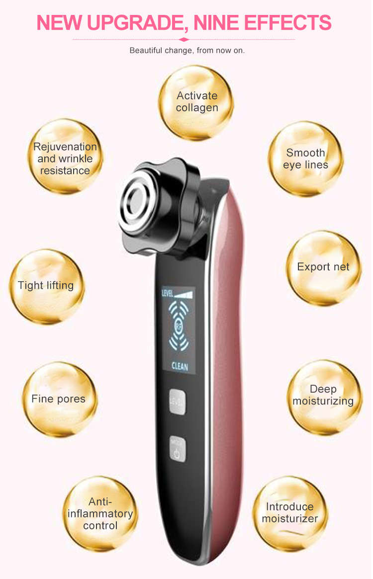 Multifunction beauty instrument hot and cold blue and red light facial massager