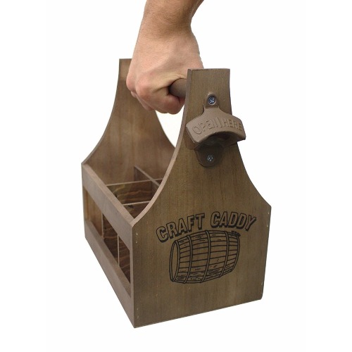 Torched Wood 6-Pack Beer Carrier Caddy With Handle