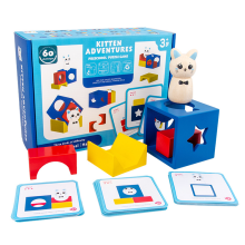 Montessori Kitten Adventures: Colorful Animal Geometric Building Blocks Game