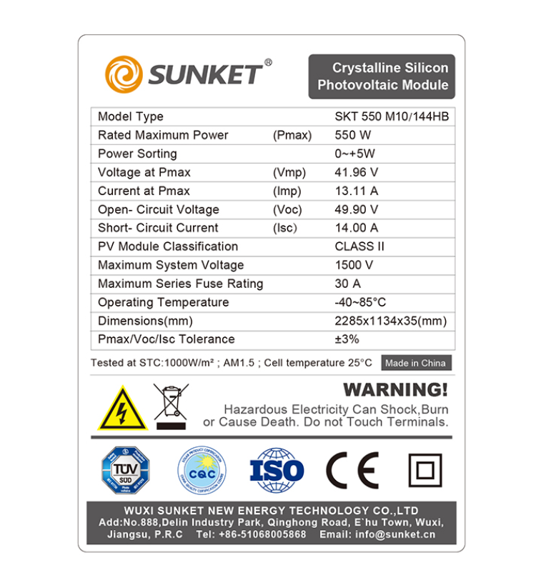 Solar Mono Panel 550W Half cut High Efficiency