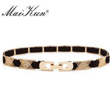 Luxury Metal Elastic Fabric Belts For A Dress High Fashion Geometrical Lines Female Belt Punk Ceinture Elegant Women's Belt