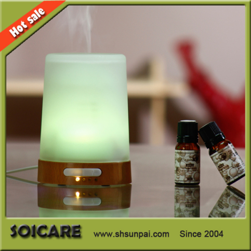 Real glass with wood base Electric Fragrance Ultrasonic oil Aroma Diffuser with humidifier