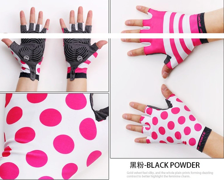 High Quality Women Half-Finger Bike Gloves Cycling Nylon Gloves