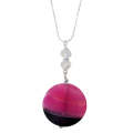 Natural Gemstone Agate Necklace with Silver Chain